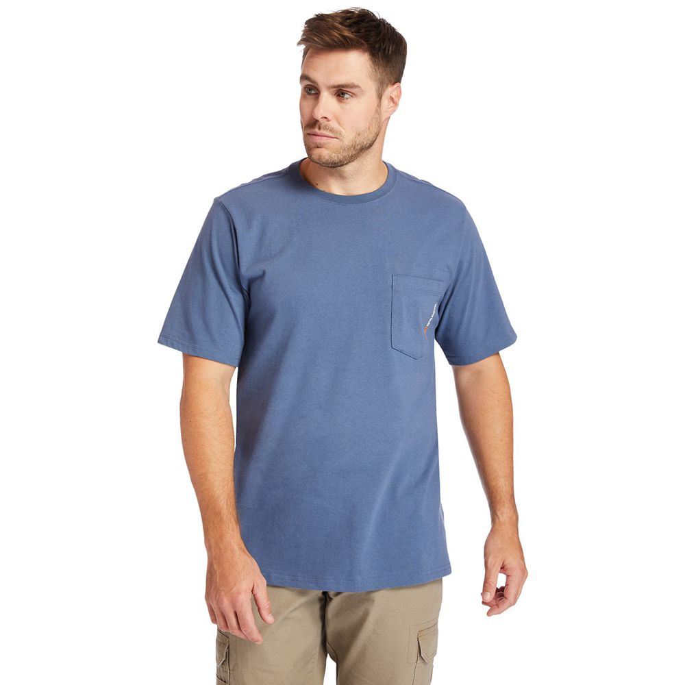 Timberland Mens T-Shirts PRO® Big & Tall Base Plate Short-Sleeve - Blue - India KE2840971